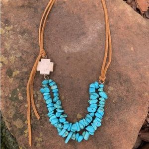 Beautiful handcrafted Turqurenite and leather necklace